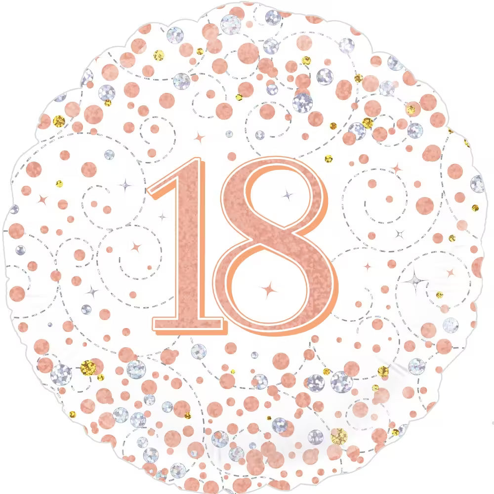 Happy Birthday White & Rose Gold Holographic