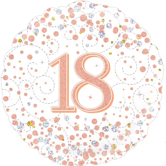 Happy Birthday White & Rose Gold Holographic