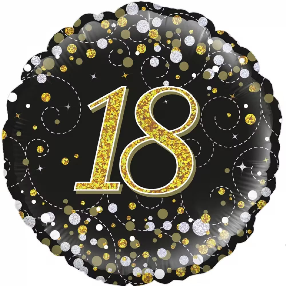 Happy Birthday Black & Gold Holographic