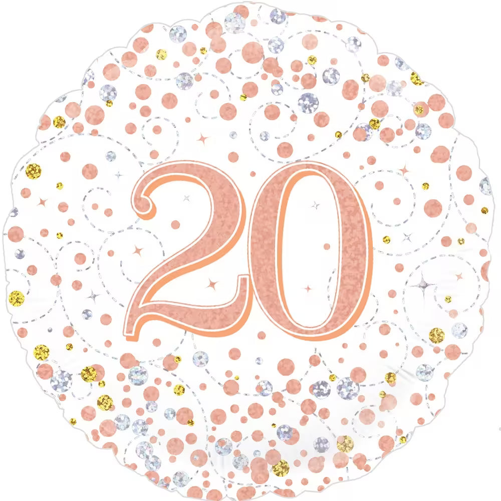 Happy Birthday White & Rose Gold Holographic