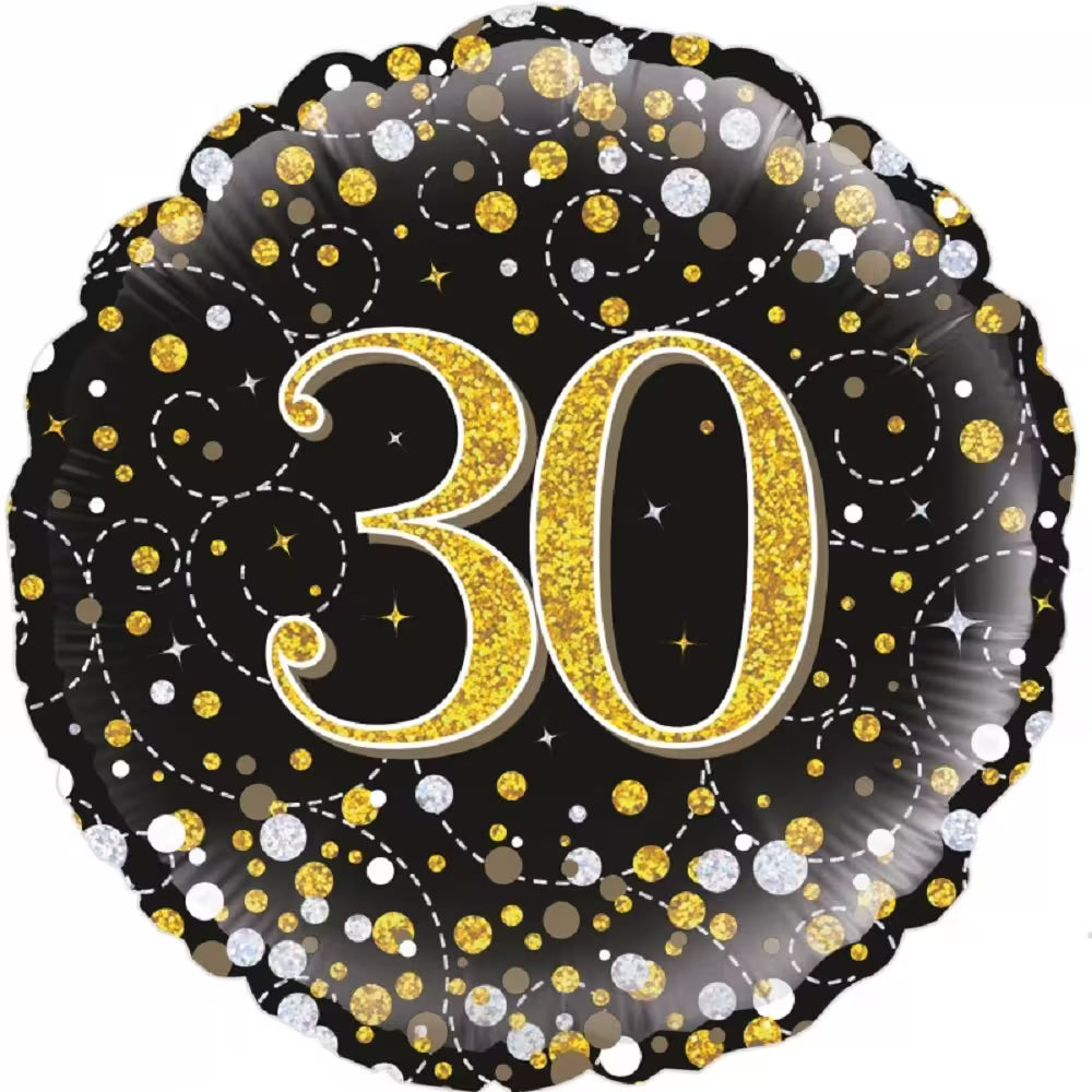 Happy Birthday Black & Gold Holographic
