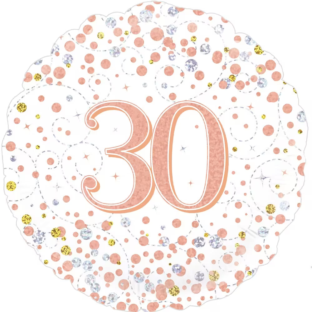 Happy Birthday White & Rose Gold Holographic