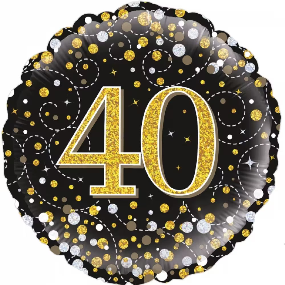 Happy Birthday Black & Gold Holographic
