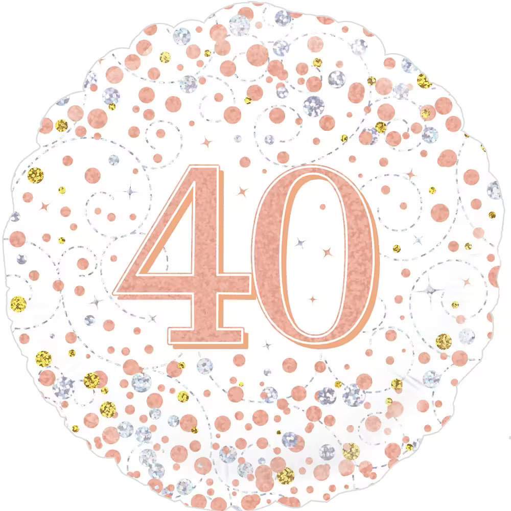 Happy Birthday White & Rose Gold Holographic
