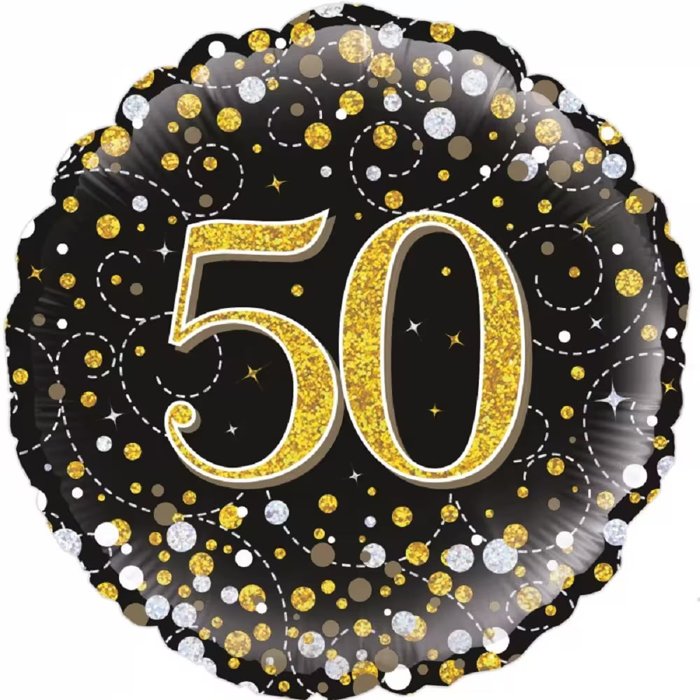 Happy Birthday Black & Gold Holographic