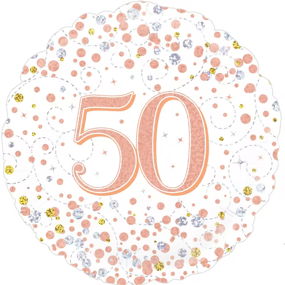 Happy Birthday White & Rose Gold Holographic
