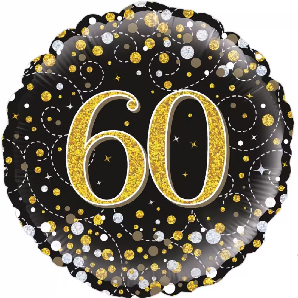 Happy Birthday Black & Gold Holographic