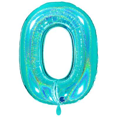 Giant Number Balloon Glitter Holographic Tiffany