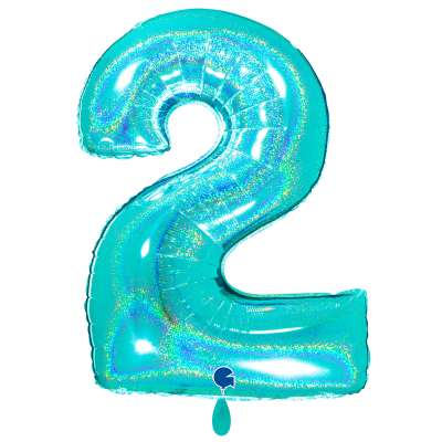 Giant Number Balloon Glitter Holographic Tiffany