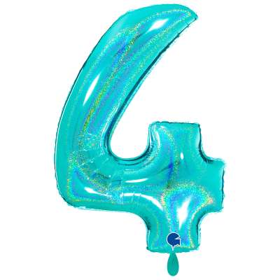 Giant Number Balloon Glitter Holographic Tiffany