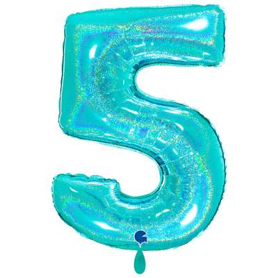 Giant Number Balloon Glitter Holographic Tiffany