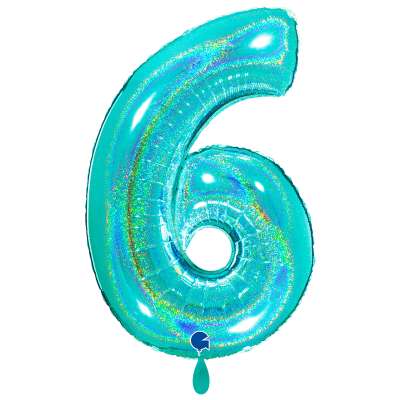 Giant Number Balloon Glitter Holographic Tiffany