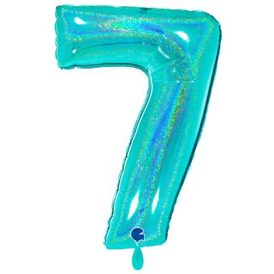 Giant Number Balloon Glitter Holographic Tiffany