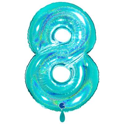 Giant Number Balloon Glitter Holographic Tiffany