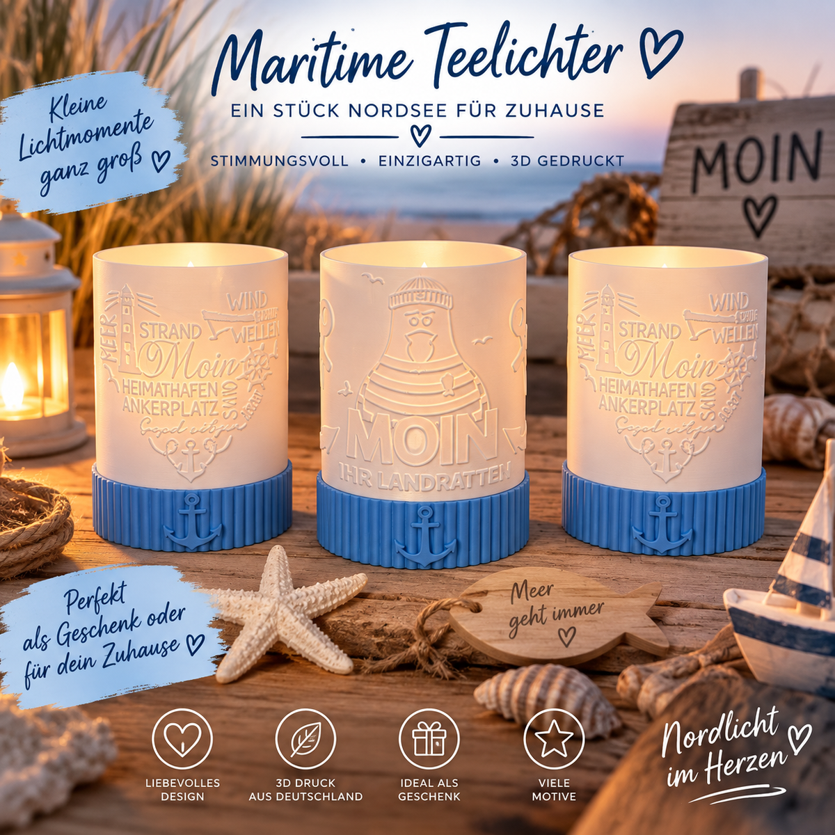 Maritime 3D-Teelichter – Küstenzauber für dein Zuhause