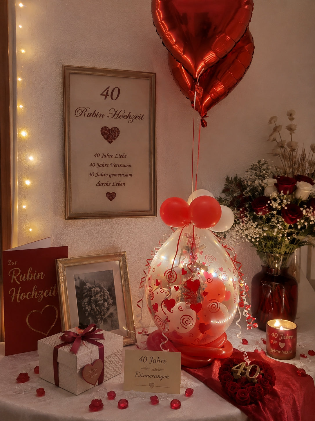 Geschenkeballon mit Folienherz